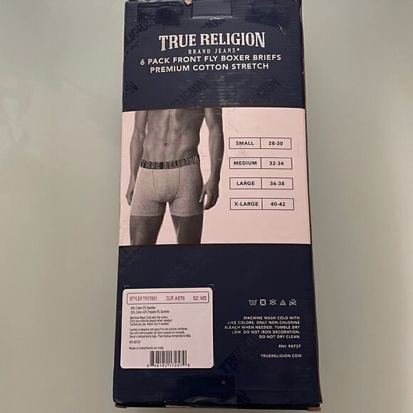 True Religion NWT 6 front fly boxer briefs premium cotton stretch limited editio - Picture 1 of 5